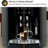 A split image showing a coffee machine with two different sized cups of coffee. Podgląd zdjęcia produktu