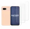 A peach-colored smartphone and several clear screen protectors are arranged on a white background. Produktbild-Vorschau