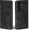 A black flip case for a smartphone is shown from two angles. Produktbild-Vorschau