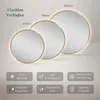Three round mirrors of different sizes are displayed with lighting around their edges, and feature icons and text describing their functions. Produktbild-Vorschau