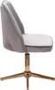 A side view of a gray velvet office chair with a gold base. Voir les images du produit