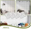 Collage of images showing 3D wall panels in different room settings and as individual product samples. Podgląd zdjęcia produktu