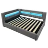 Letto imbottito idraulico Flieks 140x200 cm con LED, divano Anteprima dell’immagine prodotto 12
