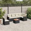 Design 7-tlg. Garten-Sofagarnitur mit Kissen Schwarz Poly Produktbild-Vorschau 1