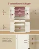 A diagram showing the dimensions and adjustable shelf heights of a cabinet. Produktbild-Vorschau
