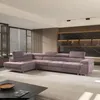 A modern living room with a large sectional sofa.