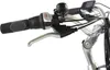 A close-up view of the handlebars of an electric bicycle, showing the grip, brake lever, and gear shifter. Voir les images du produit