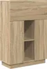 A close-up view of a wooden cabinet with two doors and an open shelf in the middle. Anteprima dell’immagine prodotto