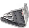 A close-up, angled view of a gray electric foot warmer with a white fluffy lining. Produktbild-Vorschau