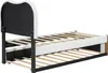 A bed frame with a pull-out trundle bed, shown from a side angle against a white background. Náhled obrázku produktu