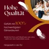 A family is in bed, with text overlay describing the product's quality and features. Podgląd zdjęcia produktu