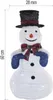 A decorative snowman figure with a hat, scarf, and mittens, with dimensions indicated. Produktbild-Vorschau