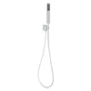 A silver shower system with a handheld showerhead and hose, mounted on a white background. Podgląd zdjęcia produktu