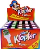 A display box of small bottles of alcoholic shots, with colorful caps and branding. Produktbild-Vorschau