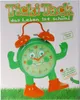 A cartoon-like alarm clock with arms and legs standing on grass. Produktbild-Vorschau