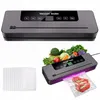 A collage of a vacuum sealer machine, a pile of fresh vegetables, and a stack of vacuum sealer bags. Náhľad obrázku produktu