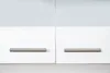 Two white kitchen cabinet doors with silver handles. Produktbild-Vorschau
