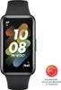 A black smartwatch with a colorful watch face is shown against a white background. A small circular graphic with text is to the right of the watch. Náhled obrázku produktu