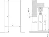 Diagrams showing dimensions and installation details for a sliding door hardware system. Produktbild-Vorschau