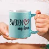 Huuraa Glitzertasse Sweden my love 330ml Blau Keramik Produktbild-Vorschau 3