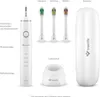 A white electric toothbrush and its accessories are displayed on a white background. Anteprima dell’immagine prodotto
