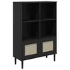 Bücherschrank SENJA Rattan-Look Schwarz 90x35x130cm Produktbild-Vorschau 1