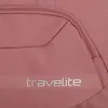 Close-up of a pink travel bag with a textured pattern and the brand logo. Produktbild-Vorschau