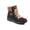 A single black boot with a colorful knitted cuff and laces, shown against a white background. Anteprima dell’immagine prodotto