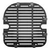 A top-down view of a black grill grate with gray clips, isolated on a white background. Produktbild-Vorschau