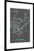 MuchoWow® Gerahmtes Poster Hanau - Stadtplan - Blau - Karte Produktbild-Vorschau 1