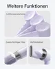 Collage of images showing features of a purple hairdryer. Produktbild-Vorschau