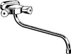A black and white illustration of a wall-mounted kitchen faucet with a long, curved spout. Produktbild-Vorschau