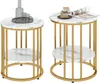HOMCOM Couchtisch rund 2er Set Beistelltisch mit Ablage Produktbild-Vorschau 1