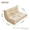 A beige sofa with dimensions indicated by lines and text. Produktbild-Vorschau