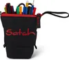 A black pencil case with red trim and logo, filled with pens and pencils. Produktbild-Vorschau