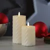 LED Stumpenkerze TWIST - Echtwachs - warmweiße 3D Flamme - H: 17,5cm - Batterie - Timer - creme Produktbild-Vorschau