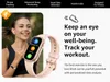A woman is shown wearing a pink smartwatch while exercising, with text highlighting the watch's fitness tracking capabilities. Produktbild-Vorschau