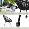 A collage of images showing black garden chairs on a balcony and close-ups of their features. Náhled obrázku produktu