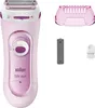 A pink Braun Silk-épil Lady Shaver LS 5100 with accessories laid out on a white background. Náhled obrázku produktu