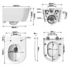 Technical drawings and dimensions of a toilet. Produktbild-Vorschau
