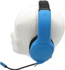 A blue headset with a microphone is displayed on a white mannequin head against a white background. Anteprima dell’immagine prodotto