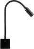 A black LED desk lamp with a flexible gooseneck and a touch-sensitive base with a power button icon. Produktbild-Vorschau
