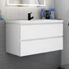 Badmöbel Set HUTI-Serie 100cm Mineralguss Waschbecken mit Produktbild-Vorschau 1