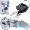 A product shot showing a mailbox lock cylinder and keys in packaging, along with a separate close-up of the lock cylinder and keys. Náhled obrázku produktu