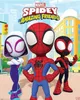 Three animated characters, Spidey, Ghost-Spider, and Spin, stand in a city street with buildings in the background. Produktbild-Vorschau