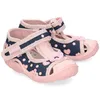 Pink-dunkelblaue Hausschuhe mit Blümchen und Reißverschluss Produktbild-Vorschau 3