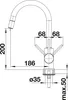 A technical drawing of a faucet with dimensions. Náhľad obrázku produktu