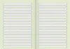 An open notebook showing two pages with horizontal lines. Podgląd zdjęcia produktu
