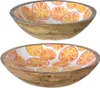 Deko-Schale - Ø 30 cm - Braun - Weiß - Orange - Mangoholz Produktbild-Vorschau 2