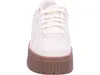 A front view of a beige PUMA Karmen II Idol SD shoe with a brown platform sole. Produktbild-Vorschau